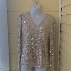 New Sequin Top Size Large Long Sleeve Sequin Shirt
